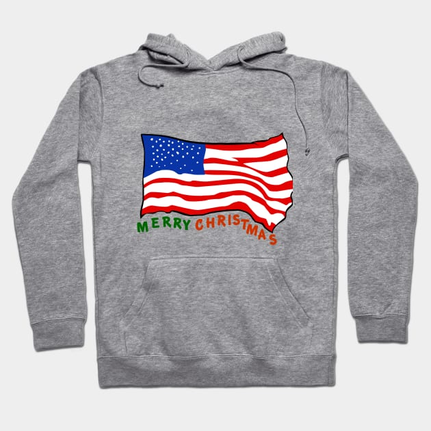 Merry Christmas with US Flag Hoodie by ssbond